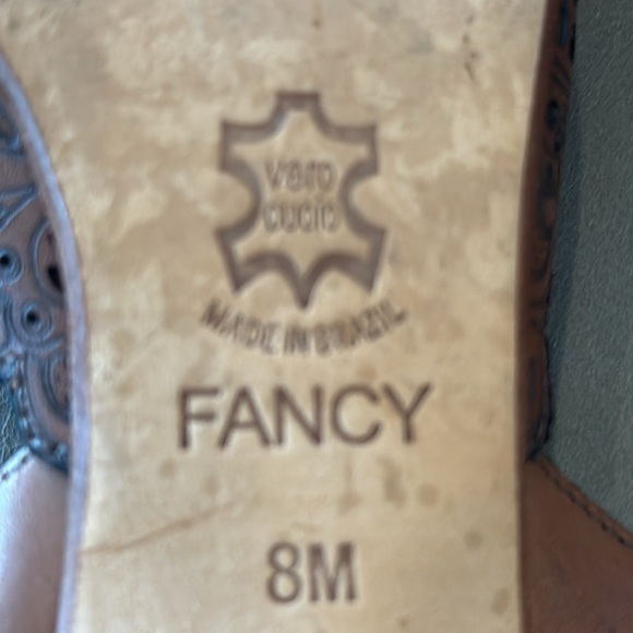 Brighton Fancy Brown & Black Laser Cut Kitten Heel Slingback Shoes Size 8 - Picture 7 of 10